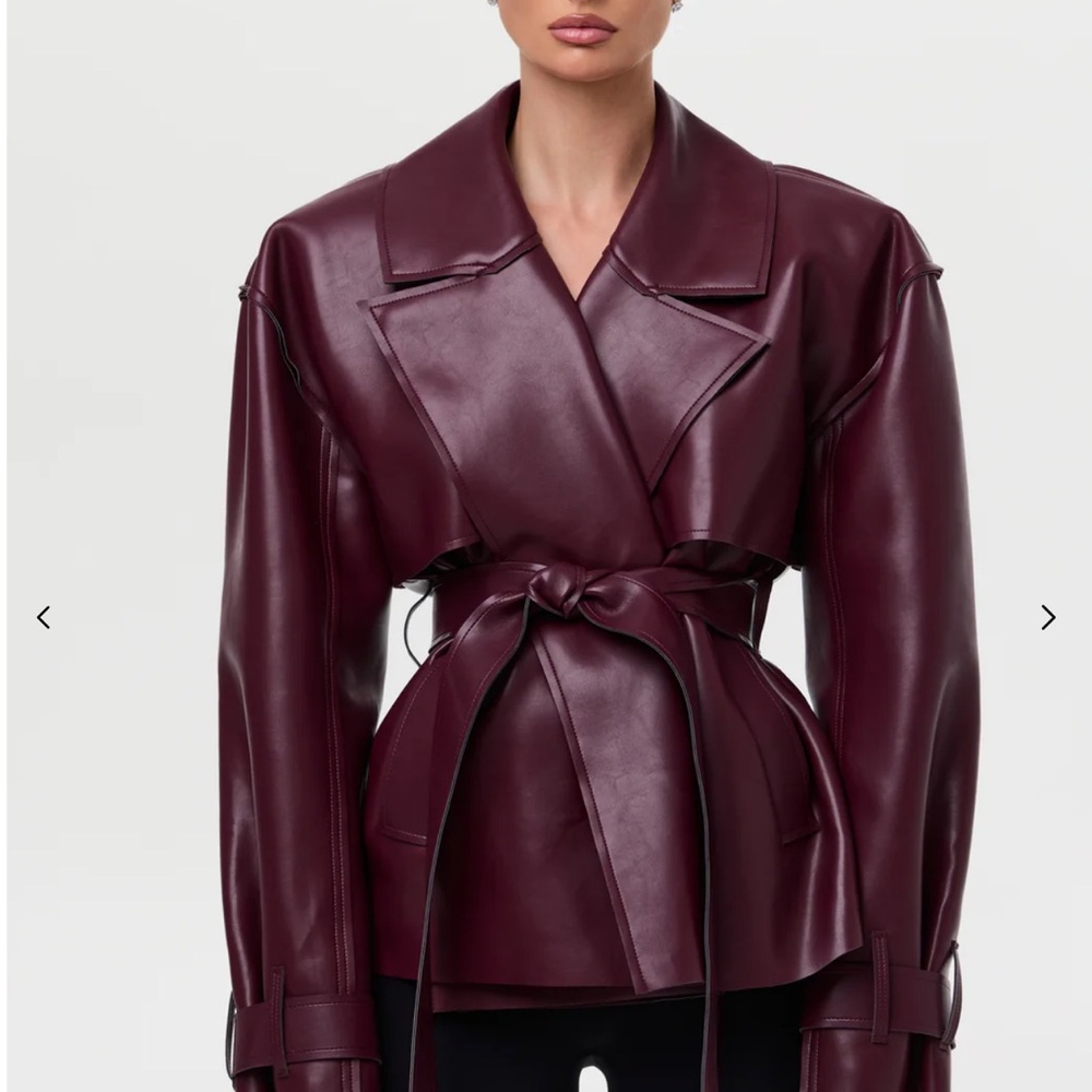 Naked Wardrobe Deep Burgundy Leather Jacket